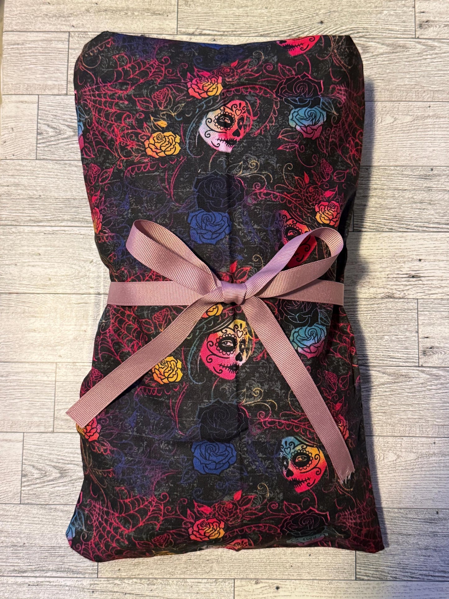 Large Microwavable Corn Heating Pad (~10x15) Day of the Dead Sugar Skulls Ed Hardy