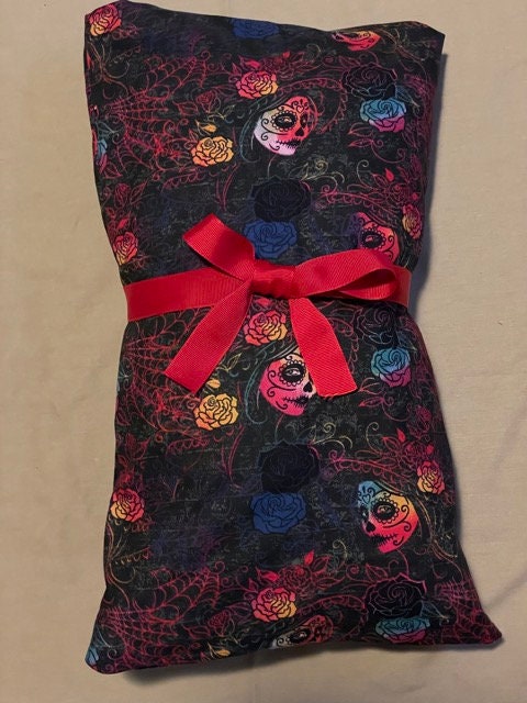 Large Microwavable Corn Heating Pad (~10x15) Day of the Dead Sugar Skulls Ed Hardy