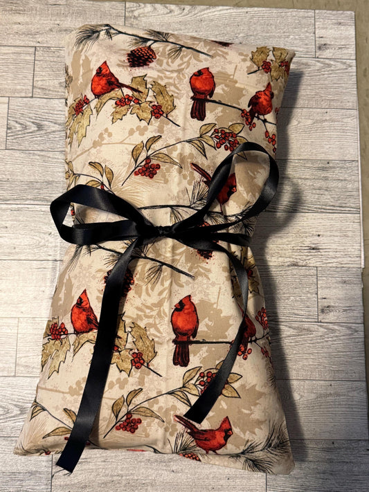 Large Microwavable Corn Heating Pad (~10x15) Winter cardinals